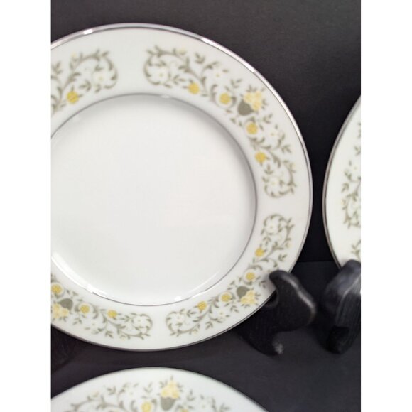 Vintage Fine China Japan Florentine 6 1/2 Inch Bread Plate Silver Trim Set of 4 - Picture 4 of 11